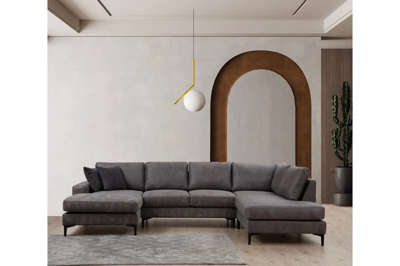 Svanabyn Soffa m. Divan och Schäslong 4-sits - Antracit - Möbler - Soffa - U-soffa