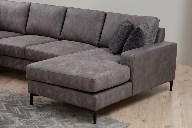 Svanabyn Soffa m. Divan och Schäslong 4-sits - Antracit - Möbler - Soffa - U-soffa