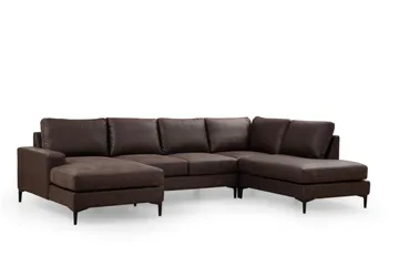 Svanabyn Soffa m. Divan och Schäslong 4-sits - Mörkbrun - Möbler - Soffa - U-soffa