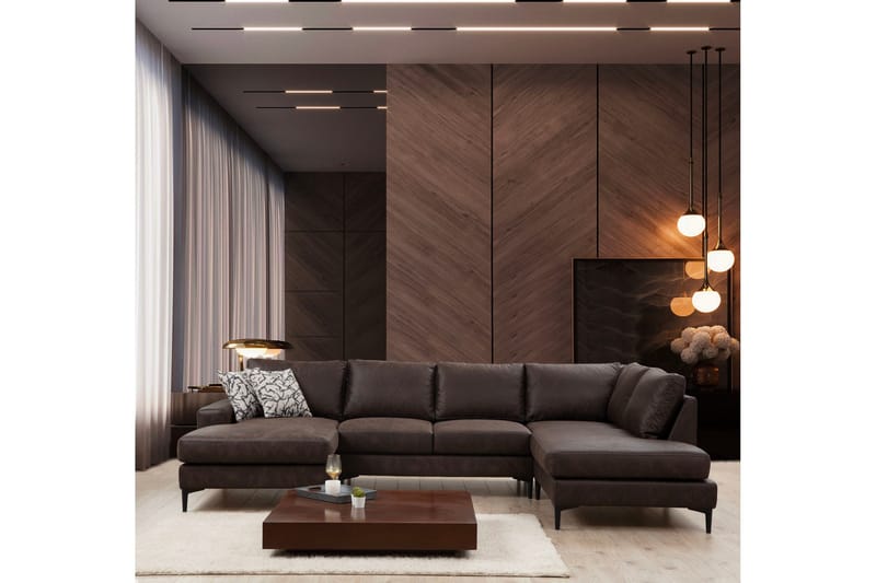 Svanabyn Soffa m. Divan och Schäslong 4-sits - Mörkbrun - Möbler - Soffa - U-soffa