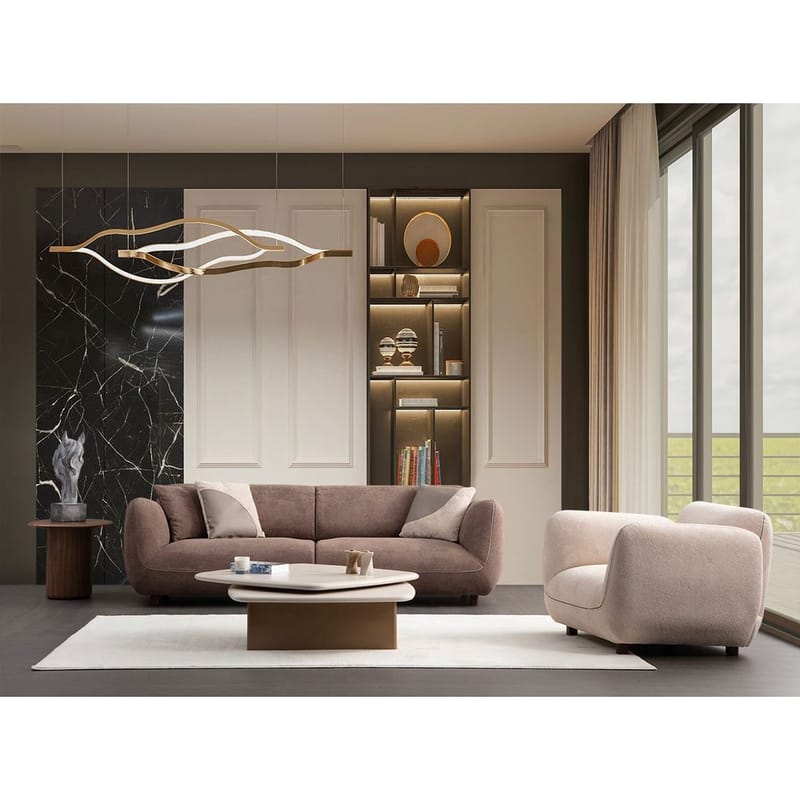 Talrosen 4-sits Svängd Soffa 260 cm i Tyg - Brun - Möbler - Soffa - 4 sits soffa