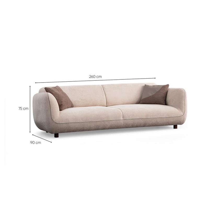 Talrosen 4-sits Svängd Soffa 260 cm i Tyg - Gräddbeige - Möbler - Soffa - 4 sits soffa