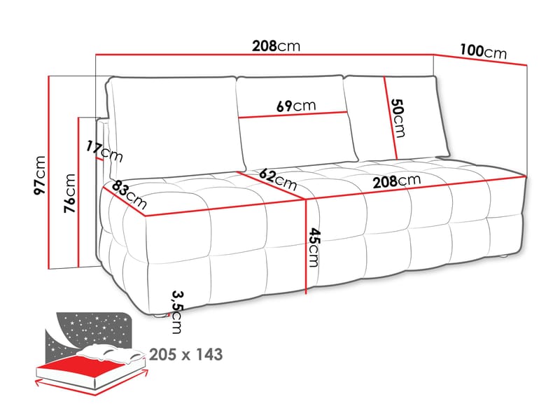 Talvar 3-sits Bäddsoffa - beige - Möbler - Soffa - Bäddsoffa