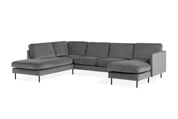 Teodin U-soffa med Divan Sammet Höger - Ljusgrå - Möbler - Soffa - Sammetssoffa