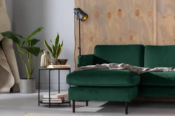 Teodin U-soffa med Divan Sammet Vänster - Grön - Möbler - Soffa - U-soffa