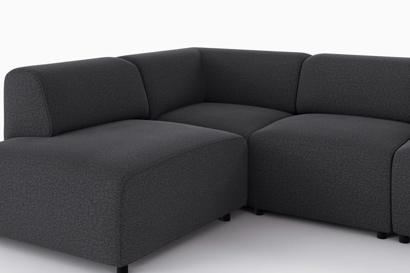 Torvasen 5-sits Soffa med Divan Vänster i Tyg - Svart - Möbler - Soffa - Divansoffor & schäslongsoffa