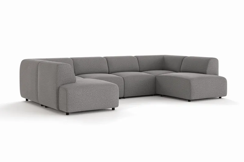 Torvasen 6-sits Soffa med Dubbeldivan i Tyg - Grå - Möbler - Soffa - U-soffa