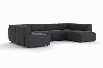 Torvasen 6-sits Soffa med Dubbeldivan i Tyg - Svart - Möbler - Soffa - U-soffa
