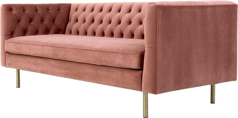 Toto 3-sits rosa soffa med guldiga ben - Rosa - Möbler - Soffa - Sammetssoffa