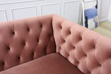 Toto 3-sits rosa soffa med guldiga ben - Rosa - Möbler - Soffa - Sammetssoffa