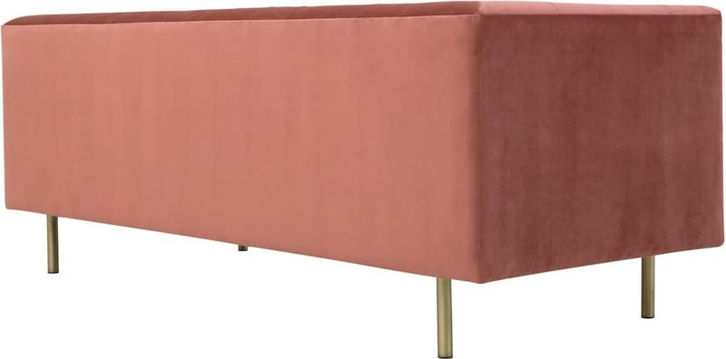 Toto 3-sits rosa soffa med guldiga ben - Rosa - Möbler - Soffa - Sammetssoffa