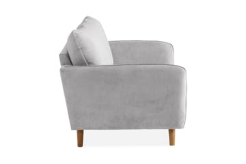 Trend Lyx 2-sits Soffa med Utsvängda Armstöd i Ljusgrått Tyg med Träben - Grå - Möbler - Soffa - 2 sits soffa