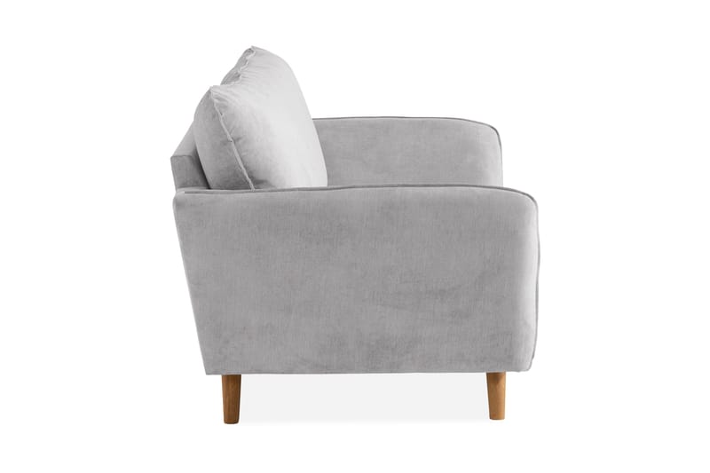Trend Lyx 2-sits Soffa med Utsvängda Armstöd i Ljusgrått Tyg med Träben - Grå - Möbler - Soffa - 2 sits soffa