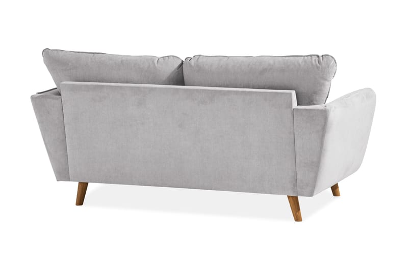 Trend Lyx 2-sits Soffa med Utsvängda Armstöd i Ljusgrått Tyg med Träben - Grå - Möbler - Soffa - 2 sits soffa