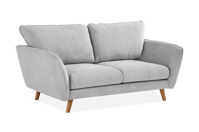 Trend Lyx 2-sits Soffa med Utsvängda Armstöd i Ljusgrått Tyg med Träben - Grå - Möbler - Soffa - 2 sits soffa