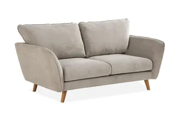 Trend Lyx 2-sits Soffa med Utsvängda Armstöd i Tyg med Träben - Beige - Möbler - Soffa - 2 sits soffa