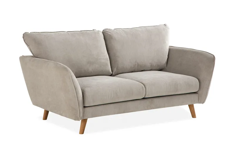 Trend Lyx 2-sits Soffa med Utsvängda Armstöd i Tyg med Träben - Beige - Möbler - Soffa - 2 sits soffa