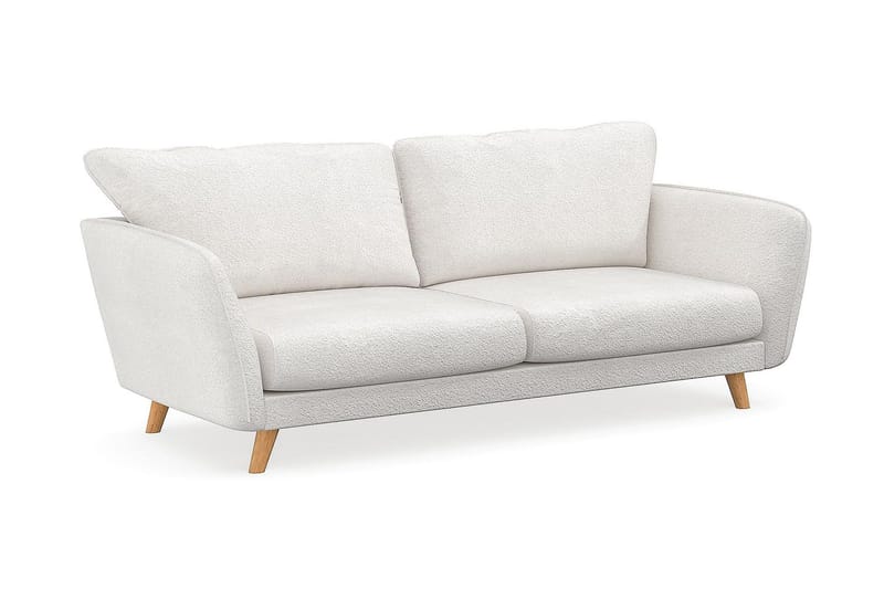 Trend Lyx 3-sits L-formad Soffa med Vinklade Armstöd i Bouclé - Vit - Möbler - Soffa - 3 sits soffa