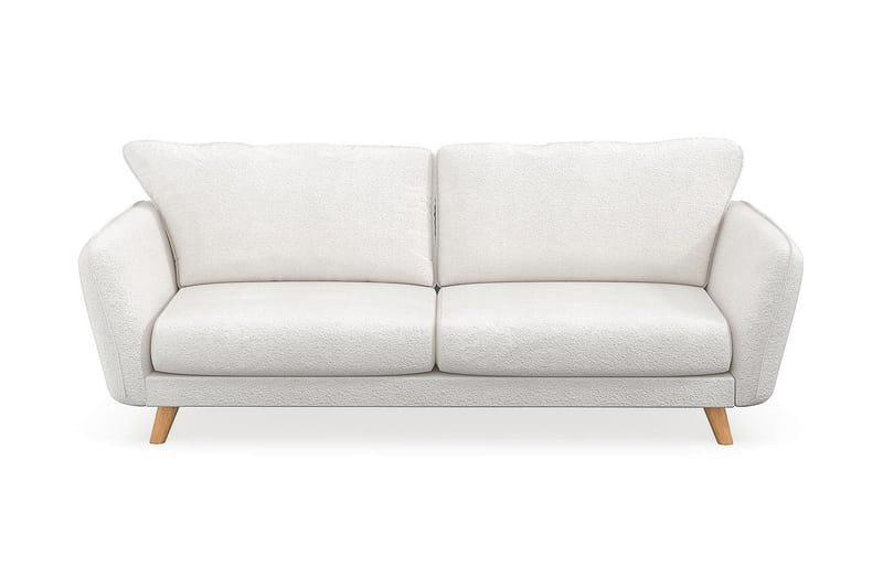 Trend Lyx 3-sits L-formad Soffa med Vinklade Armstöd i Bouclé, Vit