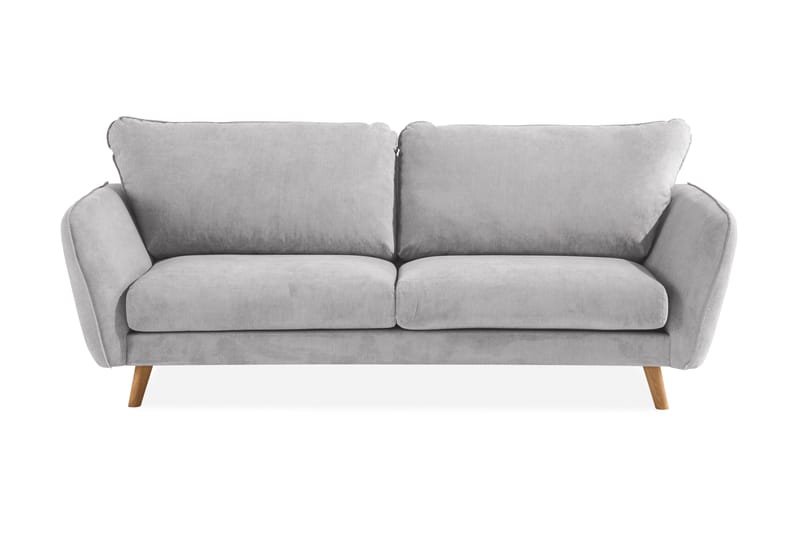 Trend Lyx 3-sits Soffa med Vinklade Armstöd i Tyg, Ljusgrå