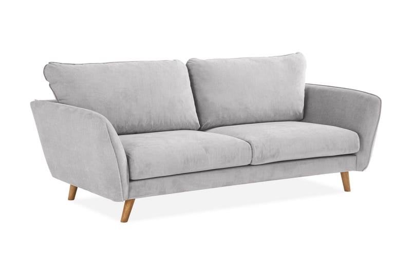 Trend Lyx 3-sits Soffa med Vinklade Armstöd i Tyg - Ljusgrå - Möbler - Soffa - 3 sits soffa