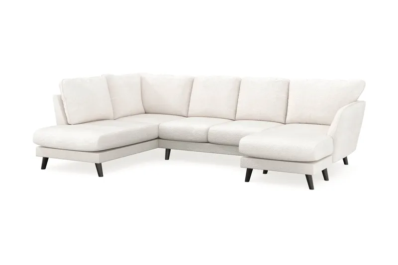 Trend Lyx 4-sits Högervänd U-formad Soffa med Divan och Schäslong i Bouclé - Vit - Möbler - Soffa - U-soffa