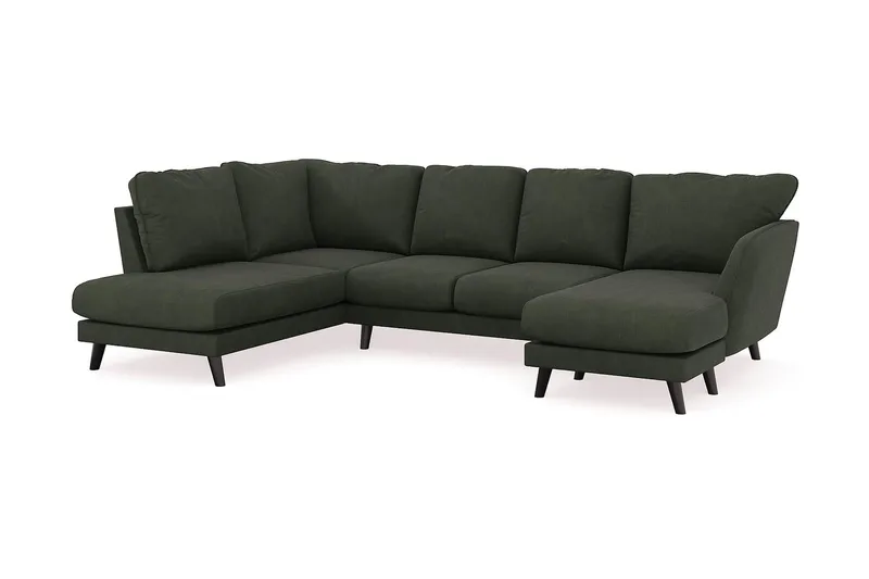 Trend Lyx 4-sits Högervänd U-formad Soffa med Divan och Schäslong i Manchester - Mörkgrön - Möbler - Soffa - U-soffa
