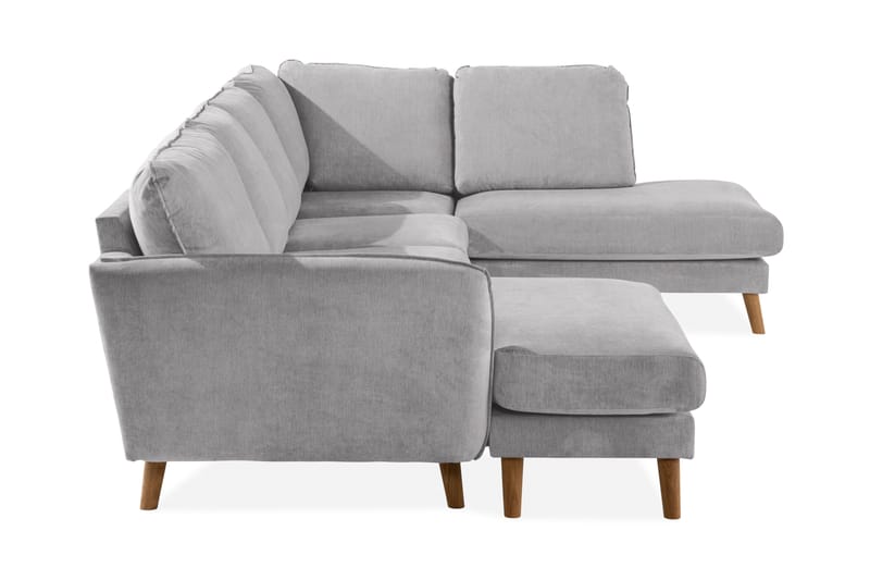 Trend Lyx 4-sits Högervänd U-formad Soffa med Divan och Schäslong i Tyg - Ljusgrå - Möbler - Soffa - U-soffa