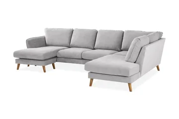 Trend Lyx 4-sits Högervänd U-formad Soffa med Divan och Schäslong i Tyg - Ljusgrå - Möbler - Soffa - U-soffa