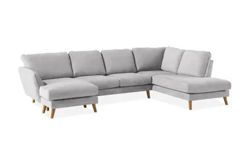 Trend Lyx 4-sits Högervänd U-formad Soffa med Divan och Schäslong i Tyg - Ljusgrå - Möbler - Soffa - U-soffa