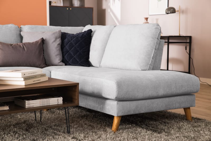 Trend Lyx 4-sits Högervänd U-formad Soffa med Divan och Schäslong i Tyg - Ljusgrå - Möbler - Soffa - U-soffa