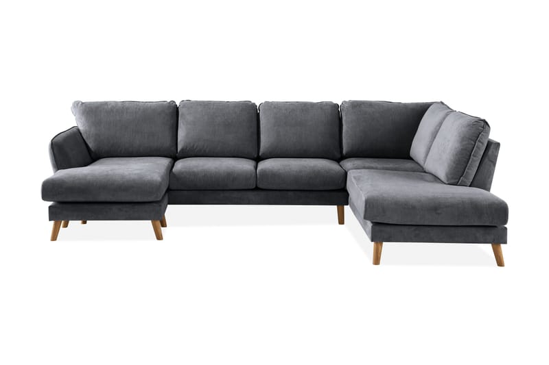 Trend Lyx 4-sits Högervänd U-formad Soffa med Divan och Schäslong i Tyg - Mörkgrå - Möbler - Soffa - U-soffa