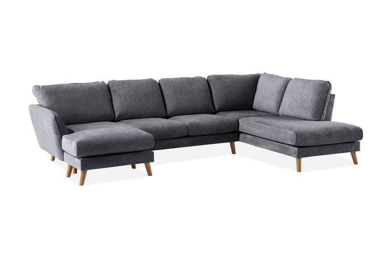 Trend Lyx 4-sits Högervänd U-formad Soffa med Divan och Schäslong i Tyg - Mörkgrå - Möbler - Soffa - U-soffa