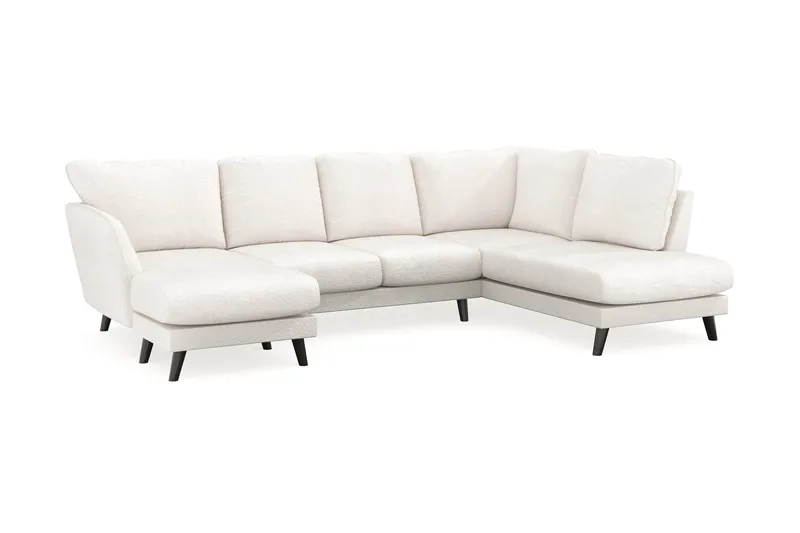 Trend Lyx 4-sits Vänstervänd U-formad Soffa med Divan och Schäslong i Bouclé - Vit - Möbler - Soffa - U-soffa