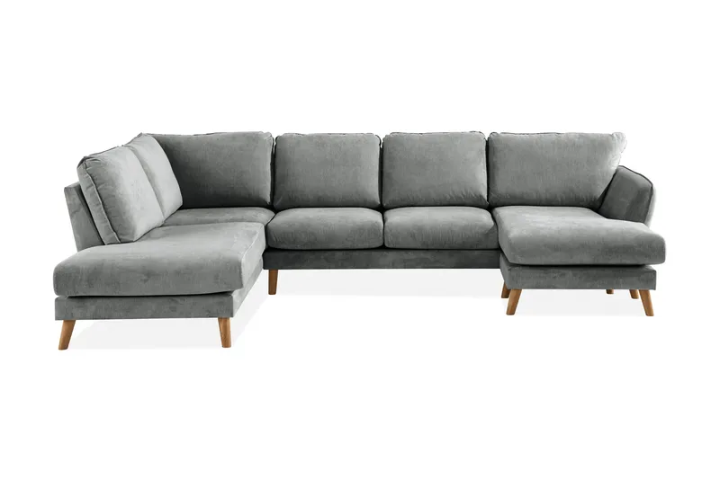 Trend Lyx 4-sits Vänstervänd U-formad Soffa med Divan och Schäslong i Tyg - Grå - Möbler - Soffa - U-soffa