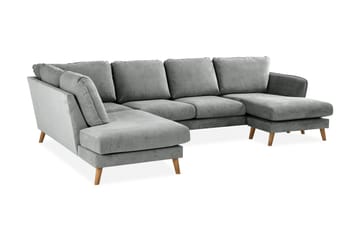 Trend Lyx 4-sits Vänstervänd U-formad Soffa med Divan och Schäslong i Tyg - Grå - Möbler - Soffa - U-soffa