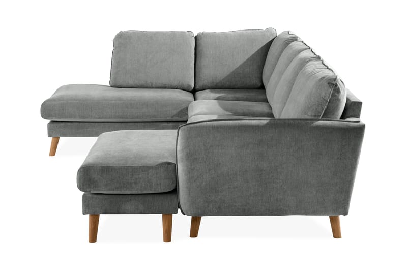Trend Lyx 4-sits Vänstervänd U-formad Soffa med Divan och Schäslong i Tyg - Grå - Möbler - Soffa - U-soffa