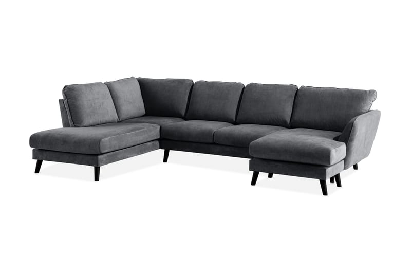 Trend Lyx 4-sits Vänstervänd U-formad Soffa med Divan och Schäslong i Tyg - Mörkgrå - Möbler - Soffa - U-soffa