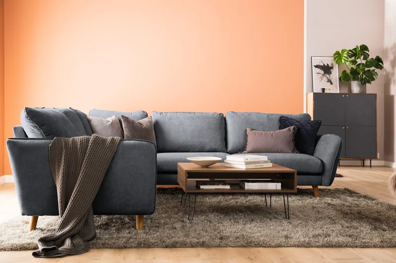 Trend Lyx 6-sits Vändbar L-formad Hörnsoffa i Tyg - Grå - Möbler - Soffa - Hörnsoffa
