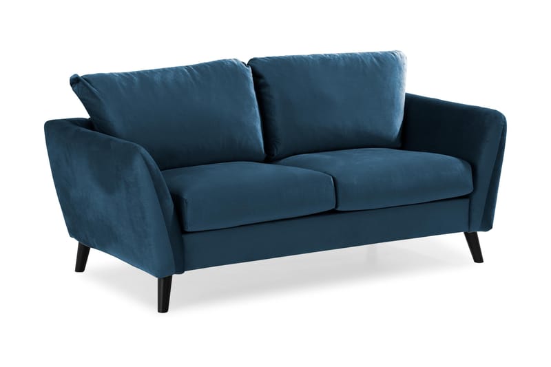 Trend Soffgrupp 3-sits + 2-sits Soffa + Fåtölj + Fotpall i Sammet - Blå - Möbler - Soffa - Soffgrupp