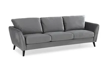 Trend Soffgrupp 3-sits + 2-sits Soffa + Fåtölj + Fotpall i Sammet - Ljusgrå - Möbler - Soffa - Soffgrupp