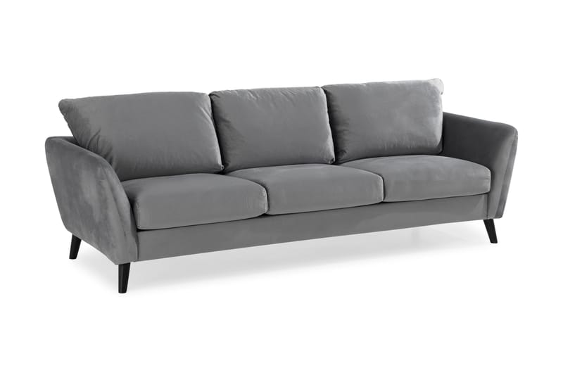 Trend Soffgrupp 3-sits + 2-sits Soffa + Fåtölj + Fotpall i Sammet - Ljusgrå - Möbler - Soffa - Soffgrupp
