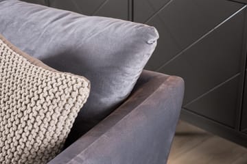 Trend Soffgrupp 3-sits + 2-sits Soffa + Fåtölj + Fotpall i Sammet - Ljusgrå - Möbler - Soffa - Soffgrupp