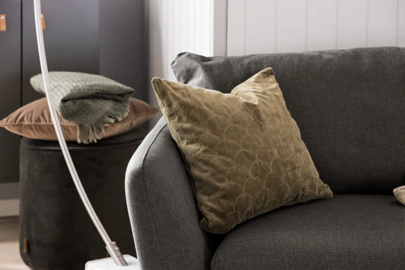 Trend Soffgrupp 3-sits + 2-sits Soffa + Fåtölj + Fotpall i Tyg - Svart - Möbler - Soffa - Soffgrupp