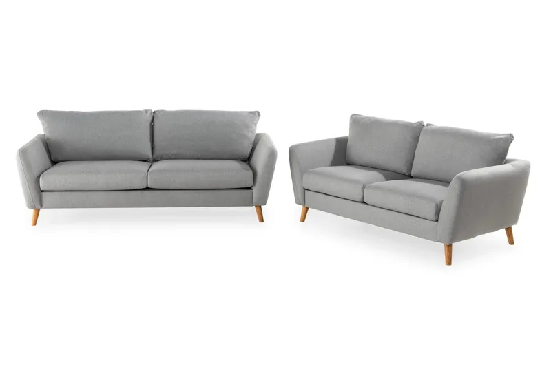 Trend Soffgrupp 3-sits + 2-sits Tygsoffa, Ljusgrå