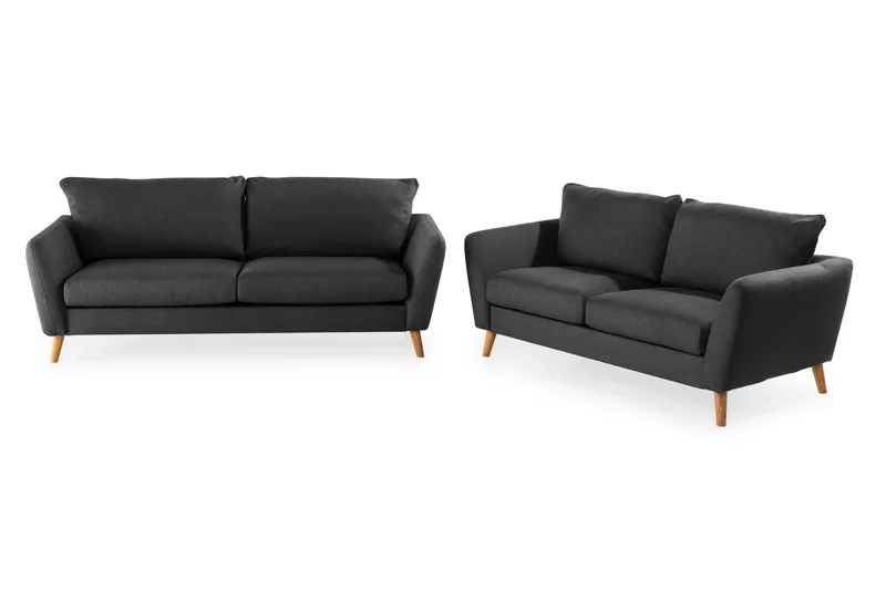Trend Soffgrupp 3-sits + 2-sits Tygsoffa, Svart