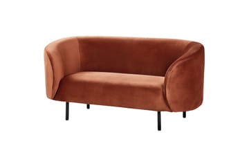 Tuka 2-sits Soffa i Sammet med Metallben - Orange|Svart - Möbler - Soffa - Sammetssoffa