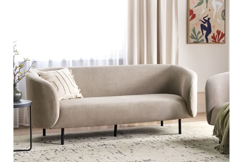 Tuka 3-sits Soffa med Rundade Armstöd i Bouclé - Beige|Grå|Svart - Möbler - Soffa - 3 sits soffa