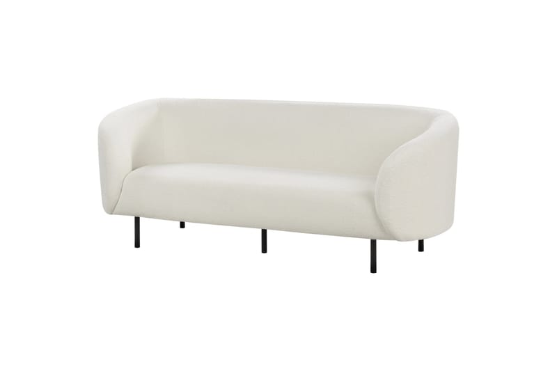 Tuka 3-sits Soffa med Rundade Armstöd i Bouclé, Vit|Svart