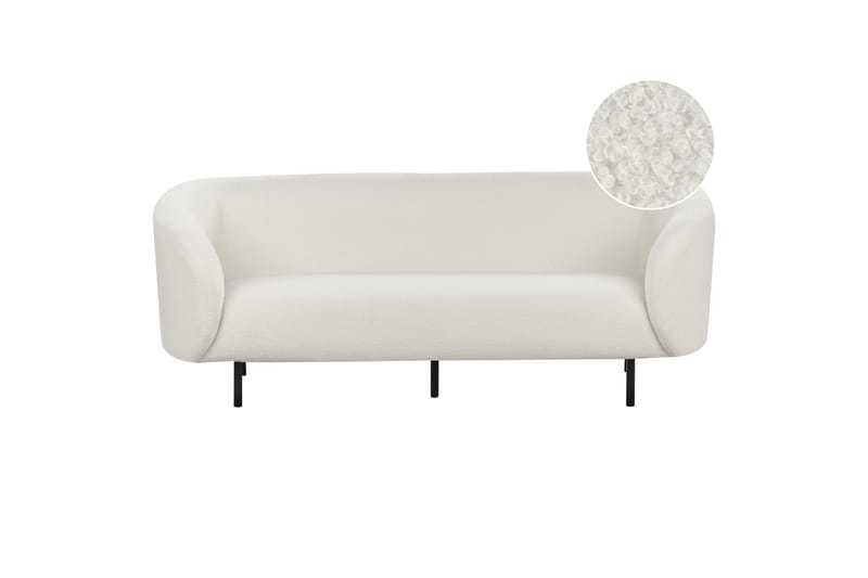 Tuka 3-sits Soffa med Rundade Armstöd i Bouclé - Vit|Svart - Möbler - Soffa - 3 sits soffa